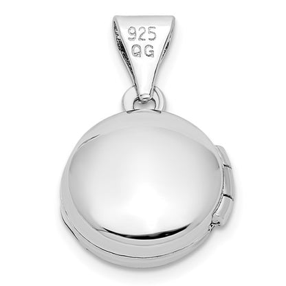 Sterling Silver Rhodium-plated Polished Domed 10mm Round Locket