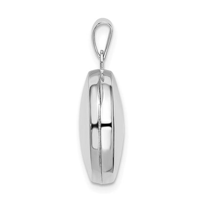 Sterling Silver Rhodium-plated Polished Domed 16mm Round Locket