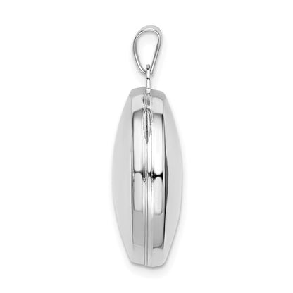 Sterling Silver Rhodium-plated Polished Domed 20mm Round Locket