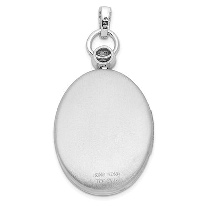 Sterling Silver Rhodium-plate 26mm Diamond Accented D/C Locket