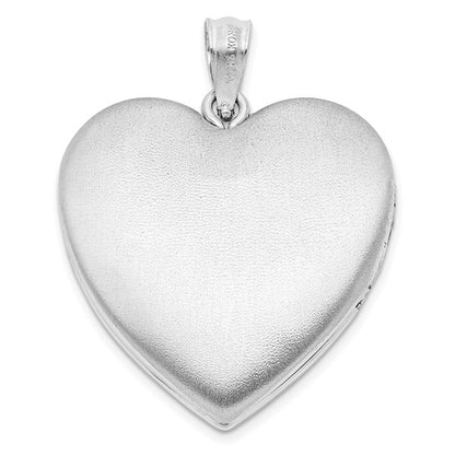 Sterling Silver Rhod-plated 24mm with Diamond Star Ash Holder Heart Locket