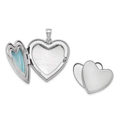 Sterling Silver Rhod-plated 24mm with Diamond Star Ash Holder Heart Locket