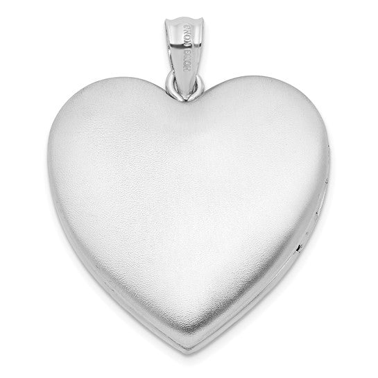 Sterling Silver Rhodium-plated 24mm In Memory Ash Holder Heart Locket