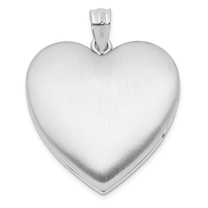 Sterling Silver Rhodium-plated 24mm D/C Footprints Ash Holder Heart Locket