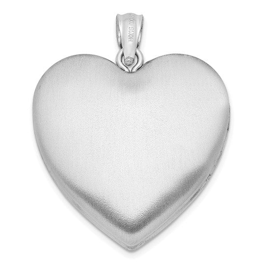 Sterling Silver Rhodium-plated 24mm Enameled Rose Ash Holder Heart Locket