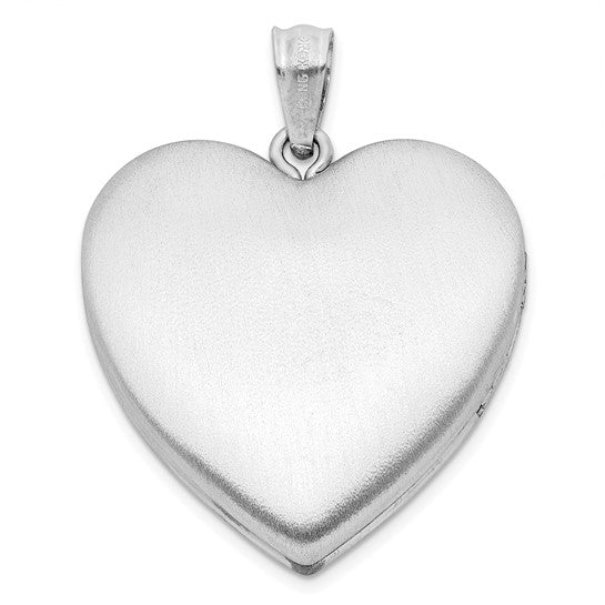 Sterling Silver Rhodium-plated Satin Enamel Rose Ash Holder Heart Locket