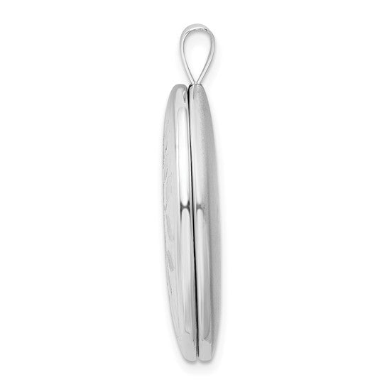 Sterling Silver Rhodium-plated 20mm Tree Oval Locket