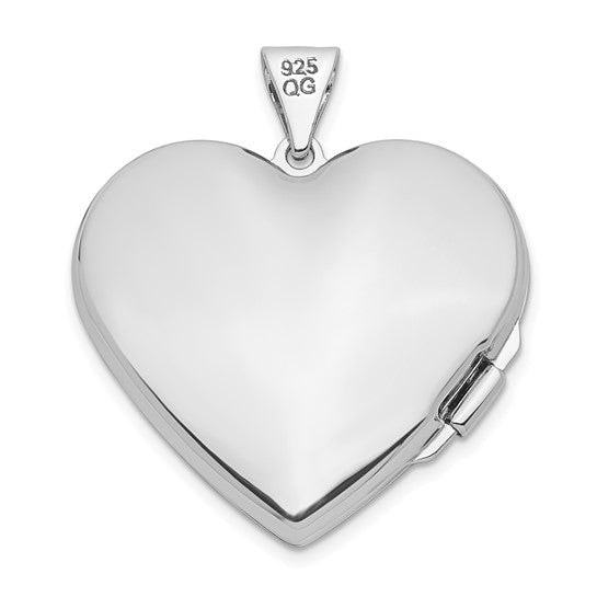 Sterling Silver Rhodium-plated 21mm Diamond Floral Heart Family Locket