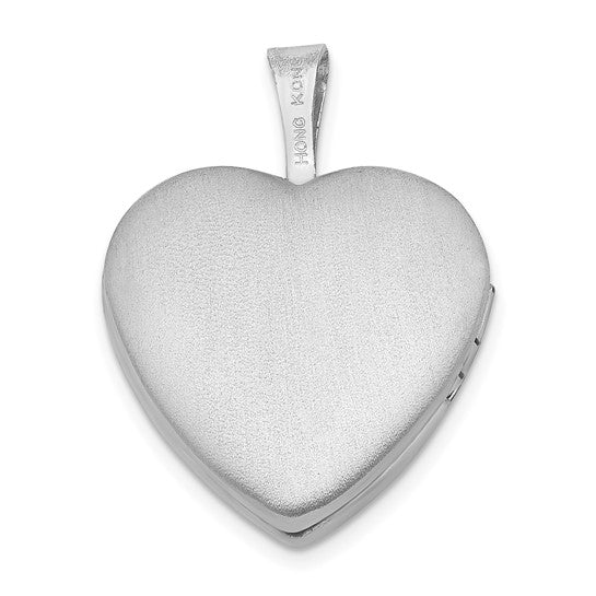 Sterling Silver Gold-tone Polished and Satin 16mm Heart Locket