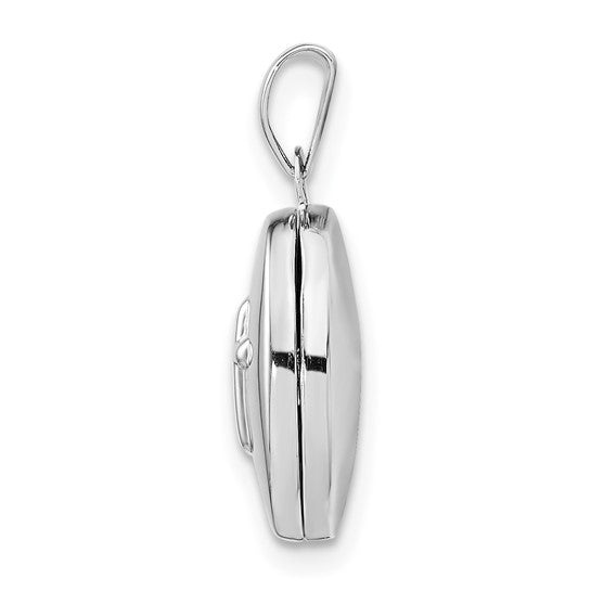 Sterling Silver Rhodium-plated Cross 16mm Oval Locket