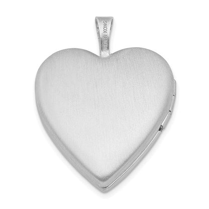 Sterling Silver 20mm Vibrant Swarovski Crystal Brushed and Polished Heart Loc