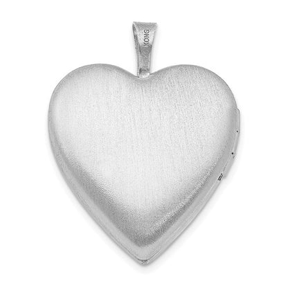 Sterling Silver 20mm Vibrant Swarovski Crystal Brushed and Polished Heart Loc