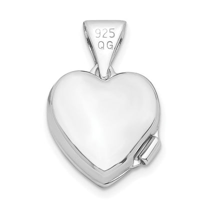 Sterling Silver Yellow Rhodium 11mm Clover Heart Locket