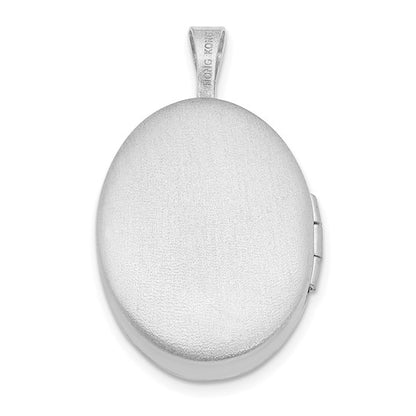 Sterling Silver Rhodium-plated 19mm Diamond Angel Wings Oval Locket