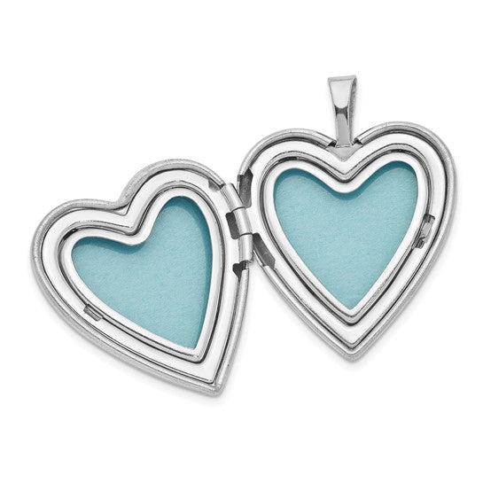 Sterling Silver Rhod-pltd 21mm Satin/Polished Heart with Wings Heart Locket