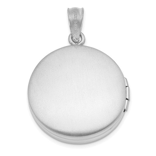 Sterling Silver Rhodium 20mm Grooved and Polished Pawprint Round Locket