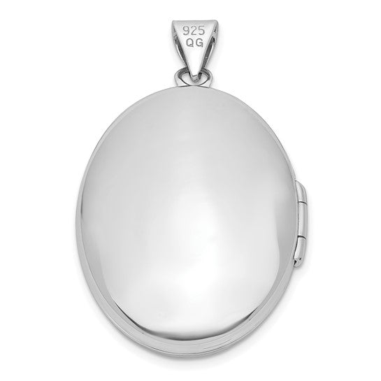 Sterling Silver Rhodium-plated Oval 23mm Locket