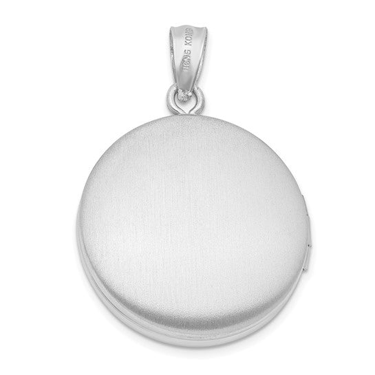 Sterling Silver Rhodium-plated 20mm Diamond Polished Round Locket