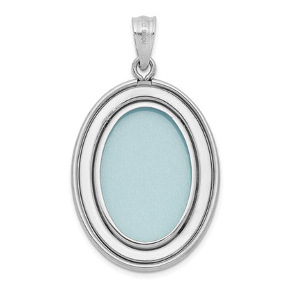 Sterling Silver Rhodium-plated Polished Swirl Design Oval Open Locket