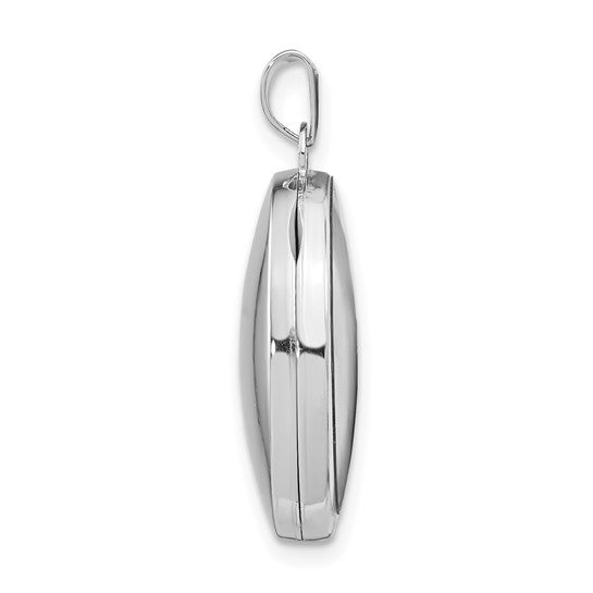 Sterling Silver Rhodium-plated Polished 21mm Oval Locket