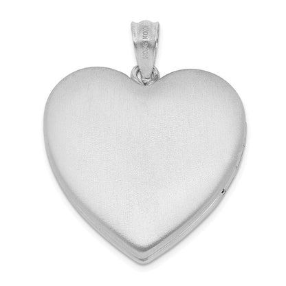 Sterling Silver Rhodium-plated Satin Diamond and Vibrant CZ Heart Locket