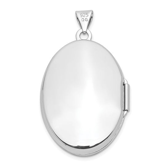 Sterling Silver Rhodium-plated Polished 26mm Oval Locket