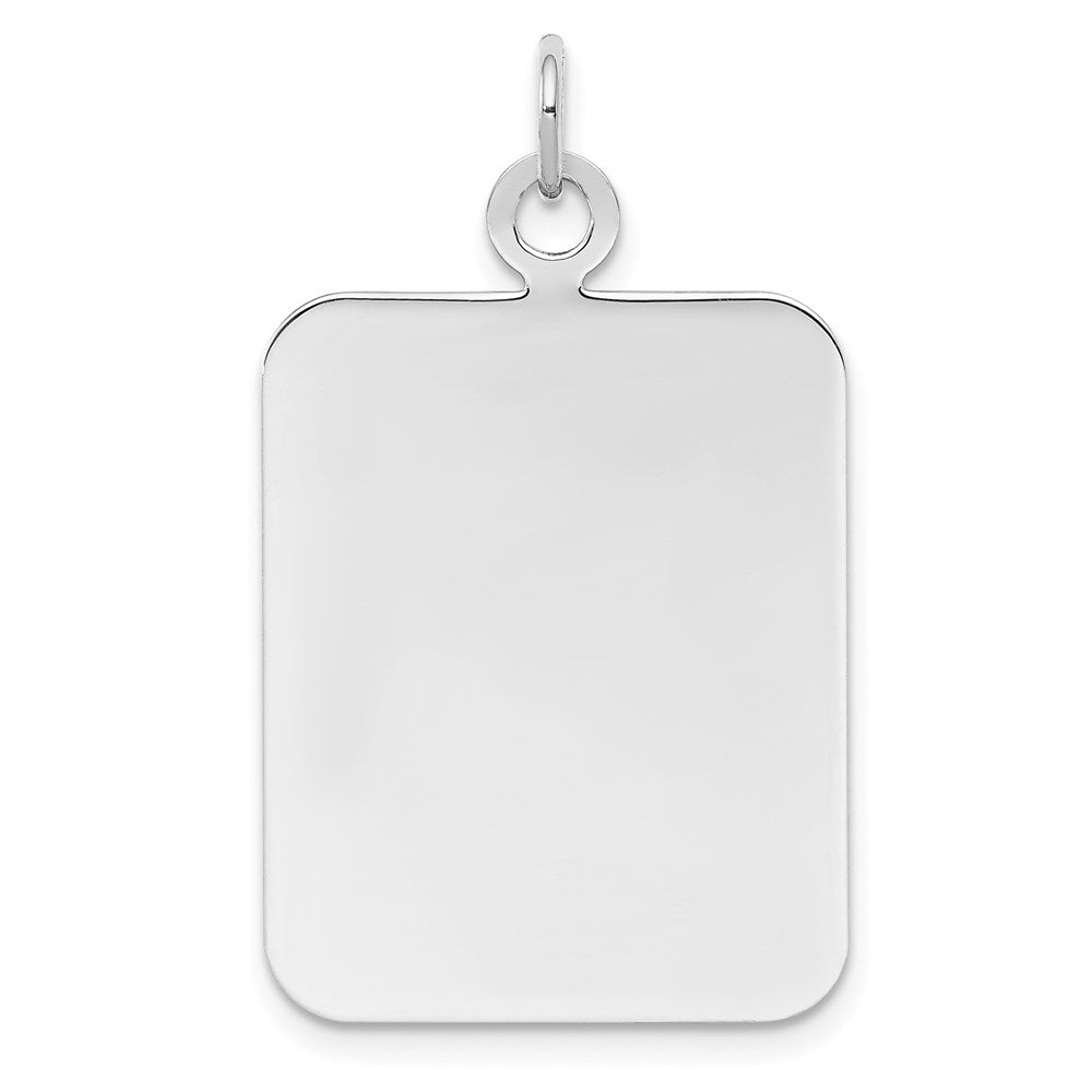Sterling Silver Rh-plt Engravable Rectangle Polished Front/Back Disc Charm
