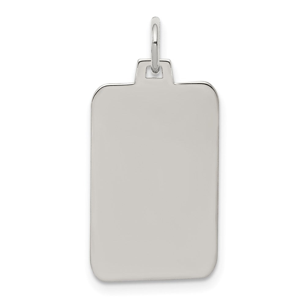 Sterling Silver Rhod.-plated Eng. Rect. Polish Front/Satin Back Disc Charm