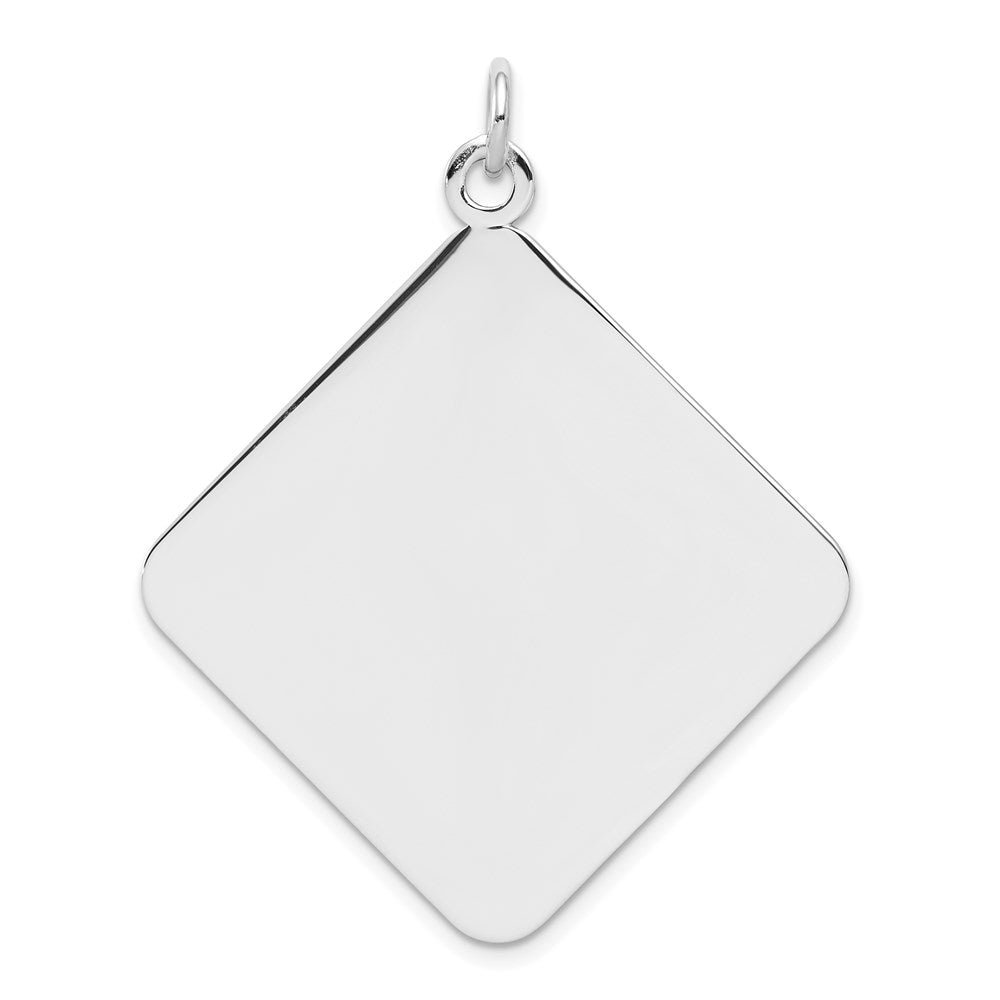 Sterling Silver Rh-plt Engravable Polished Front/Satin Back Disc Charm
