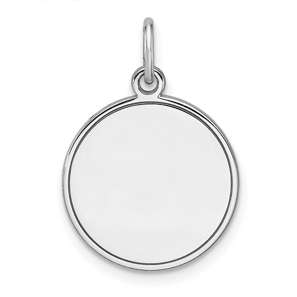 Sterling Silver Rhod-plated Eng. Rnd Polish Front / Back Disc Charm
