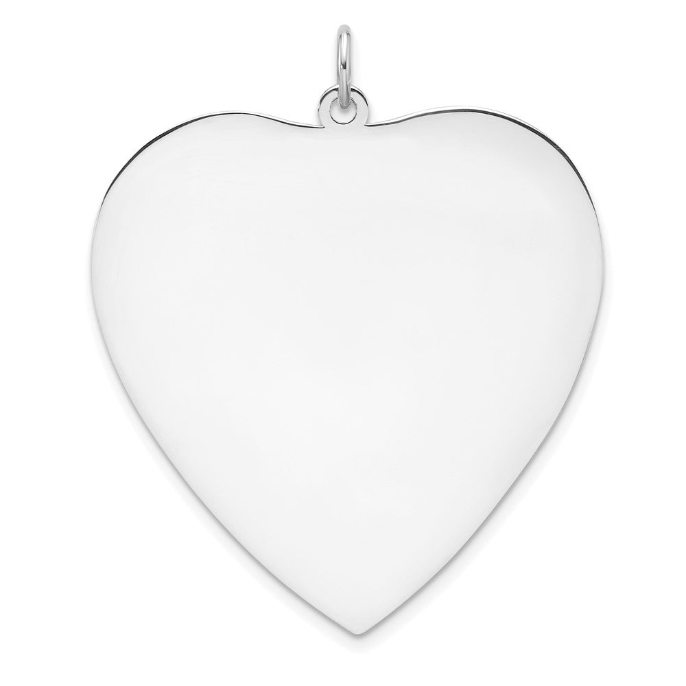 SS Rh-plt Engraveable Heart Polished Front/Satin Back Disc Charm