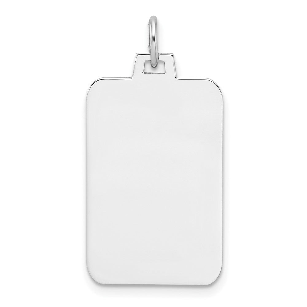 Sterling Silver Rhod.-plated Eng. Rect. Polish Front/Satin Back Disc Charm