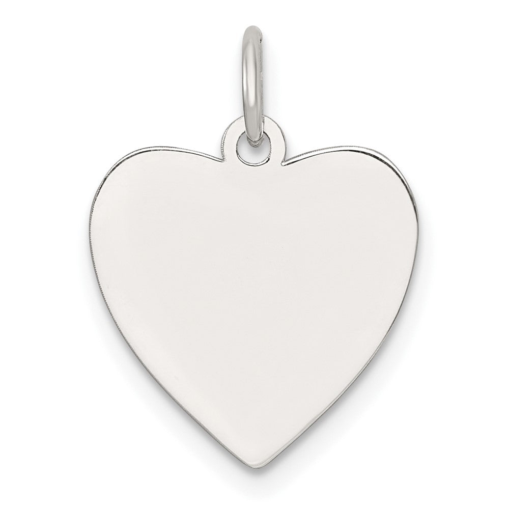 SS Rh-plt Engraveable Heart Polished Both Sides Disc Charm