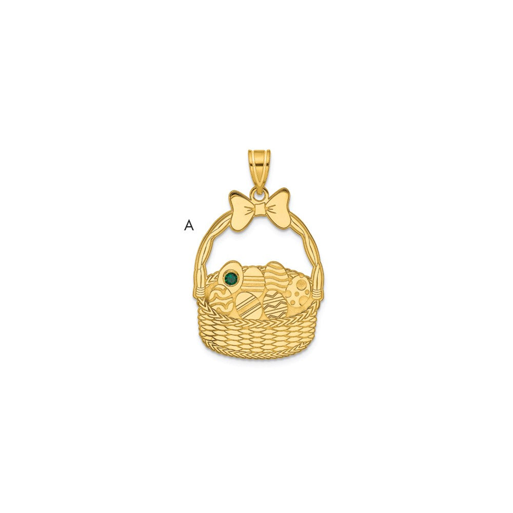 SSilver/Gold-Plated 1 Birthstone w/SSilver Bezel Easter Basket Pendan