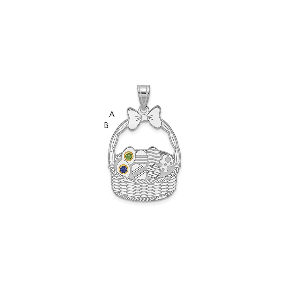 Sterling Silver 2 Birthstone with 14ky Bezel Easter Basket Pendant