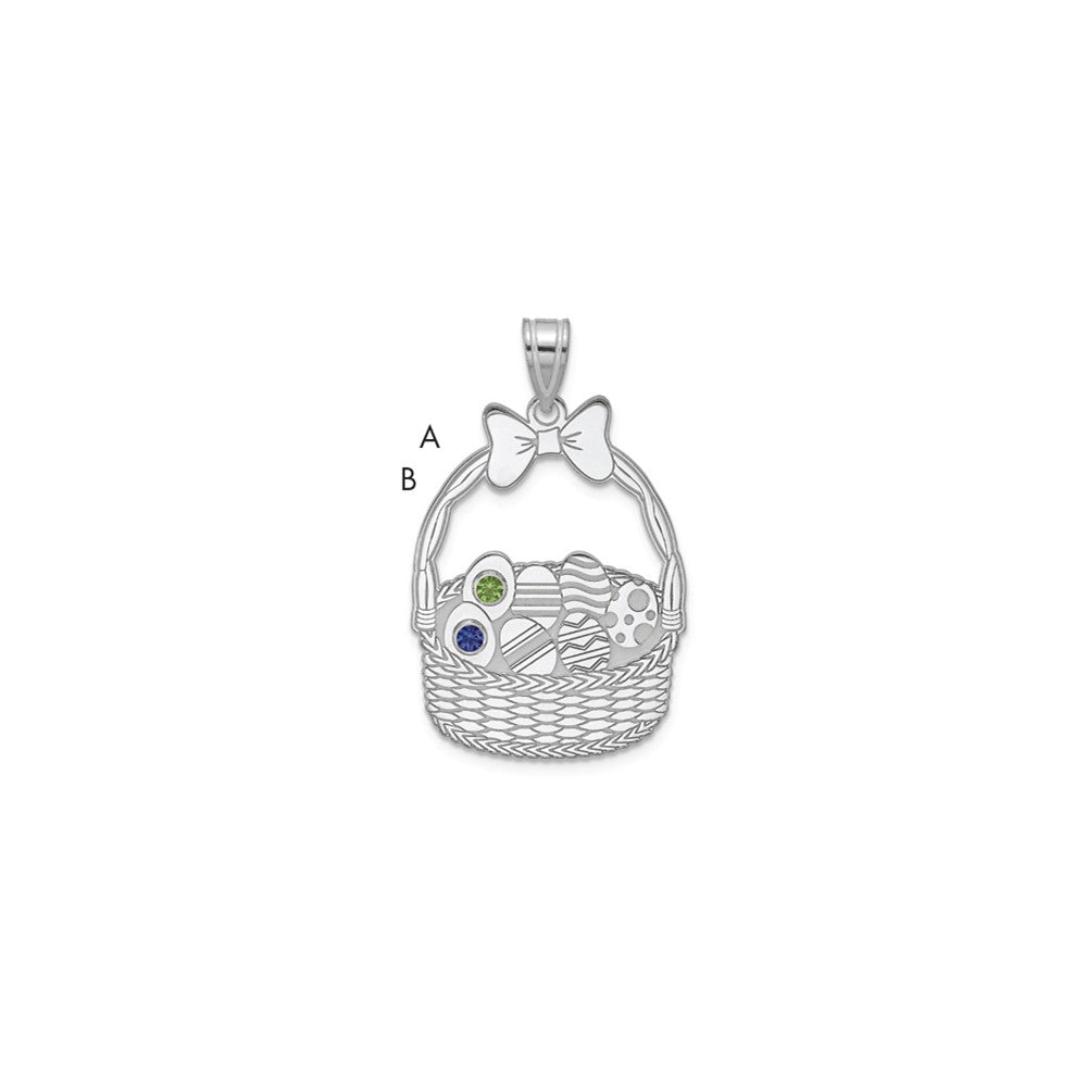 SSilver 2 Birthstone with SSilver Bezel Easter Basket Pendant