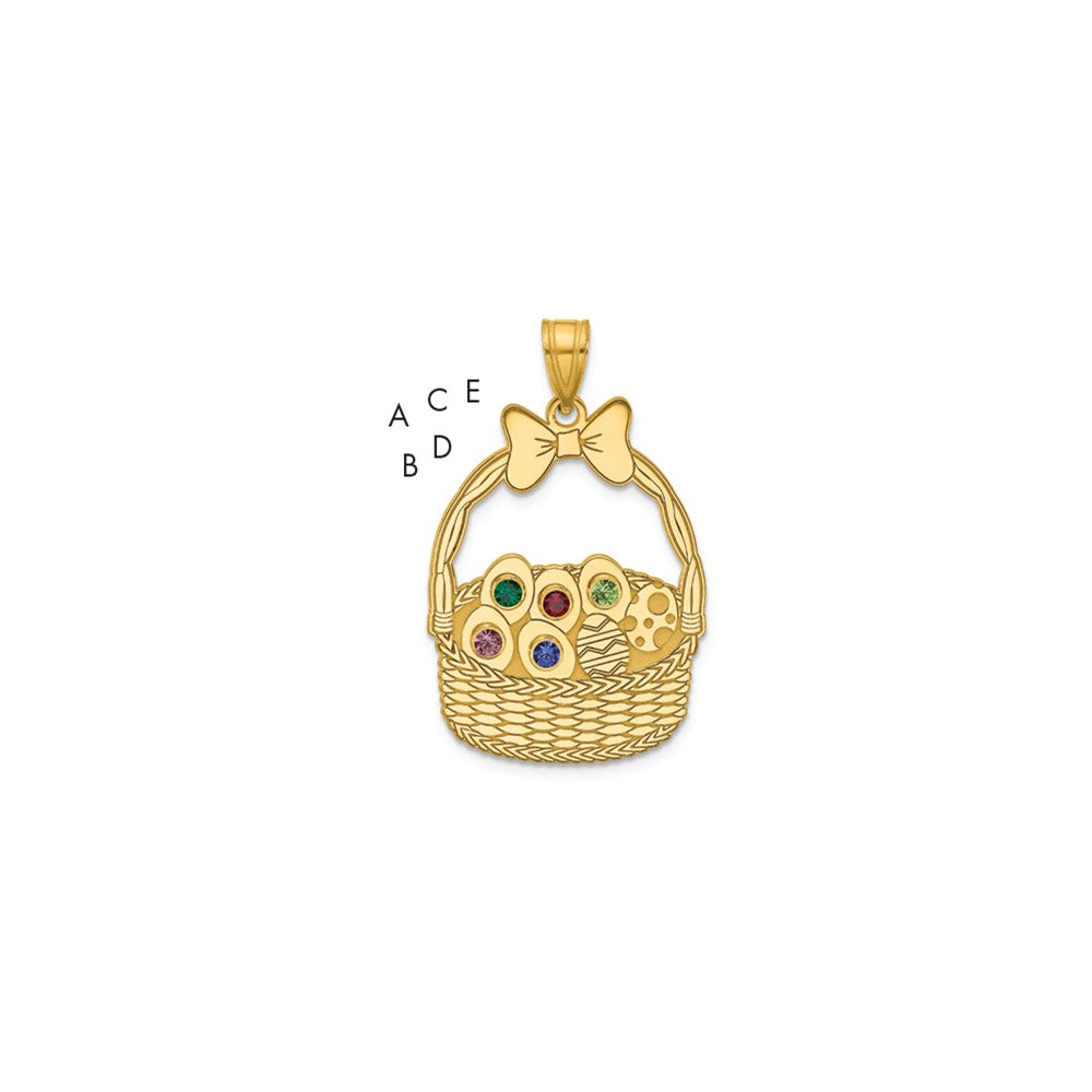 SSilver/Gold-Plated 5 Birthstone w/SSilver Bezel Easter Basket Pendan
