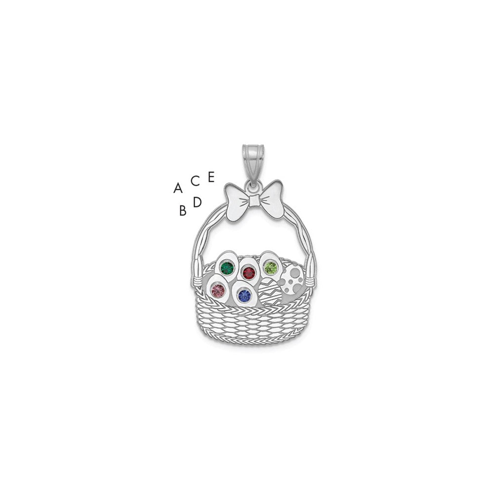 SSilver 5 Birthstone w/SSilver Bezel Easter Basket Pendant