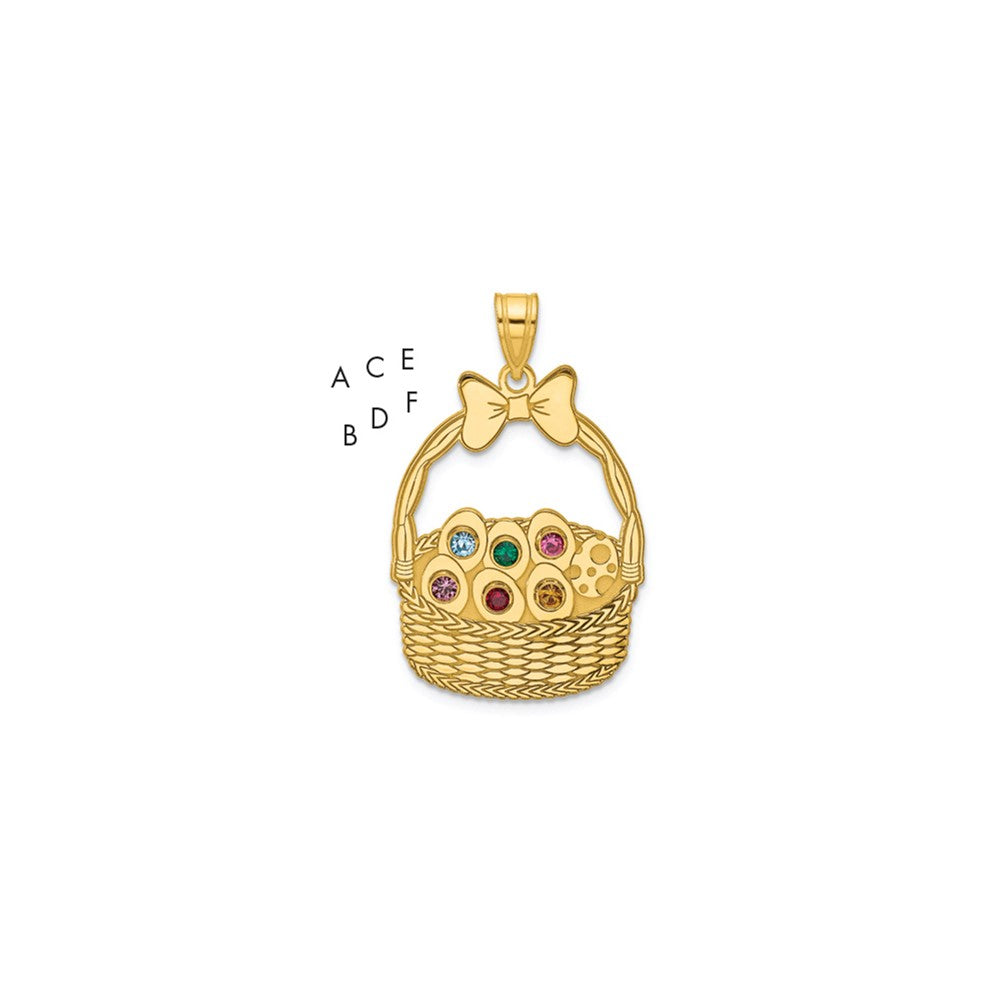 SSilver/Gold-Pltd 6 Birthstone w/SSilver Bezel Easter Basket Pendant