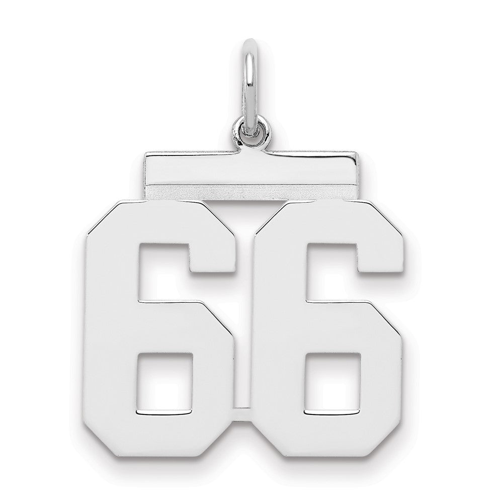 Sterling/Silver Rhodium-plated Polished Number 66 Charm