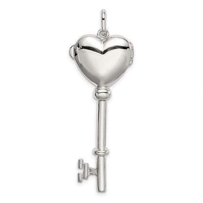 Sterling Silver Rhodium-plated Locket Key Pendant