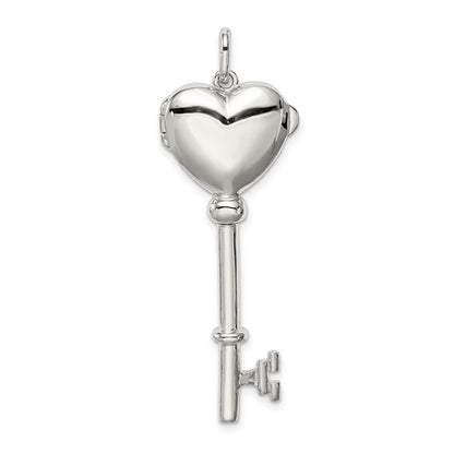 Sterling Silver Rhodium-plated Locket Key Pendant