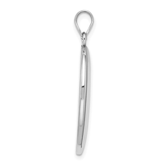 Sterling Silver Rhodium-plated Polished Oval Open Pendant