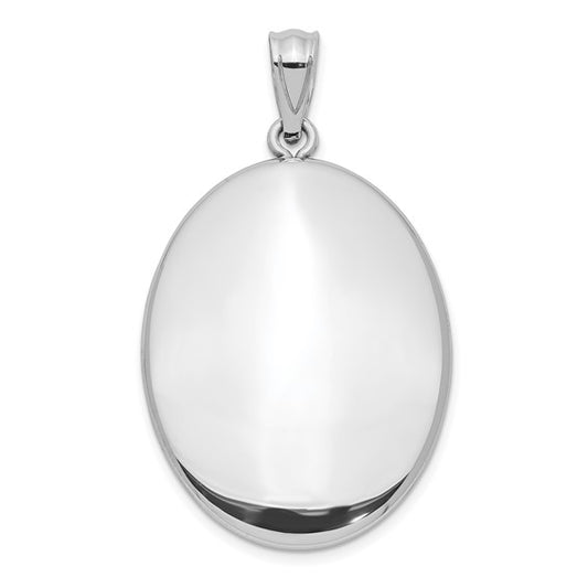 Sterling Silver Rhodium-plated Polished Oval Open Pendant