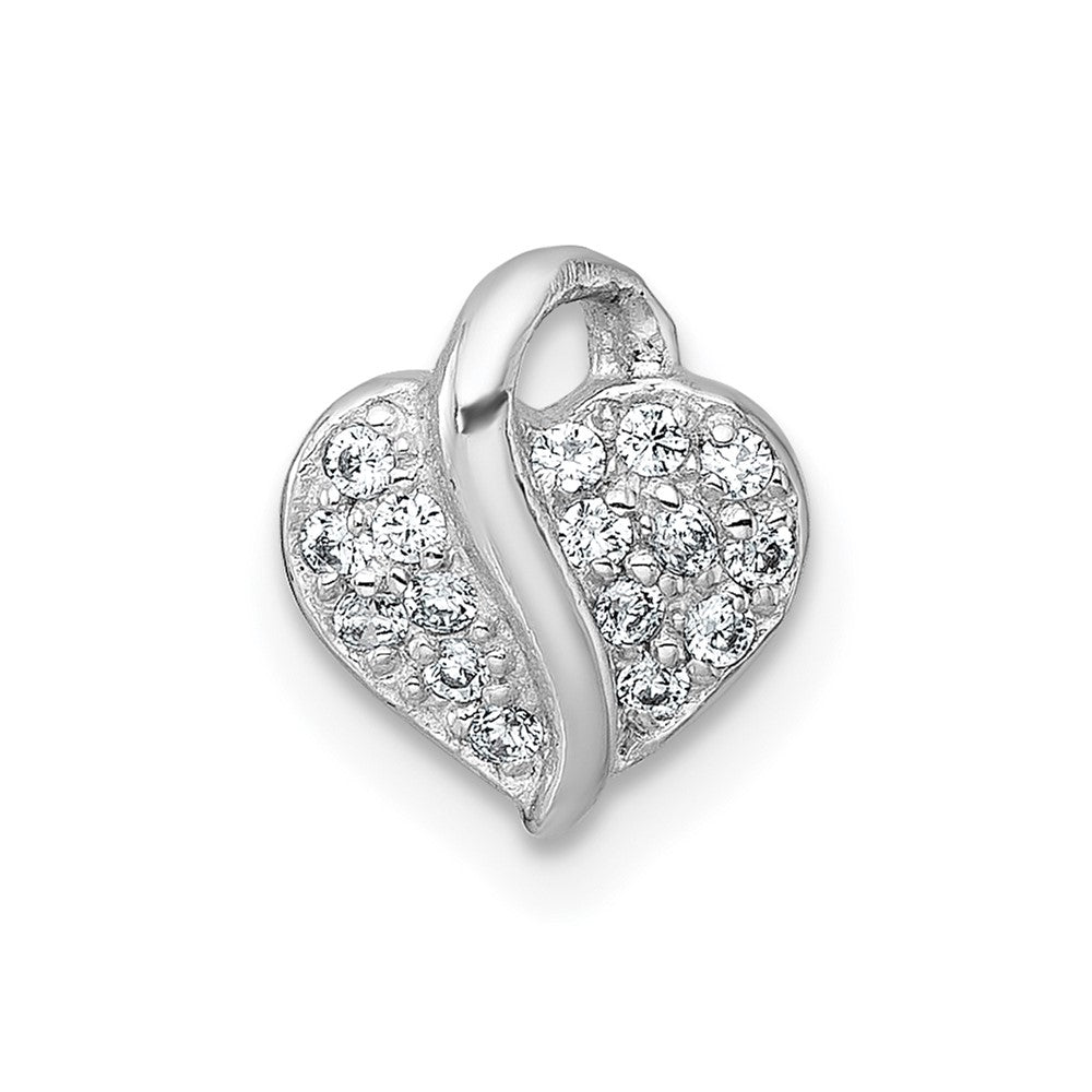 Sterling Silver Rhodium-plated Polished CZ Heart Children's Pendant