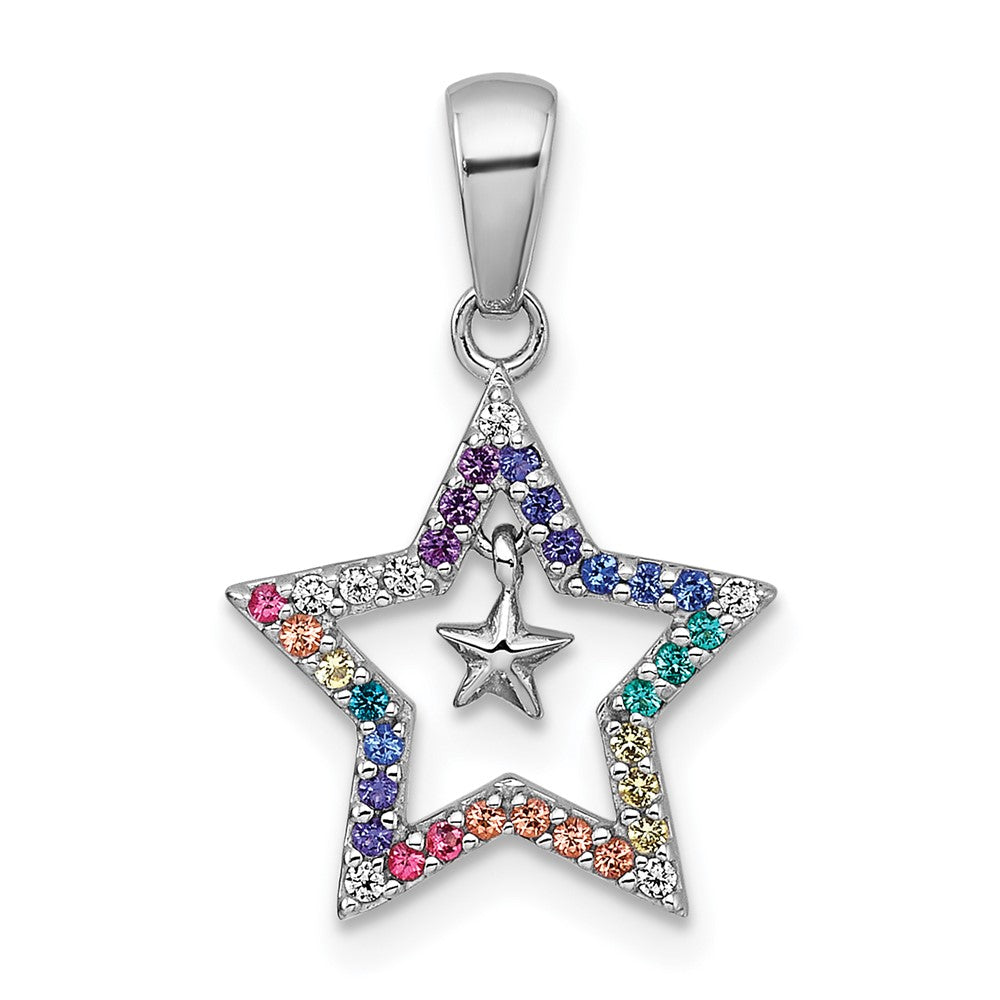 SS RH-pl Multi Color Nano Crystals Star With Mini Star Children's Pendant