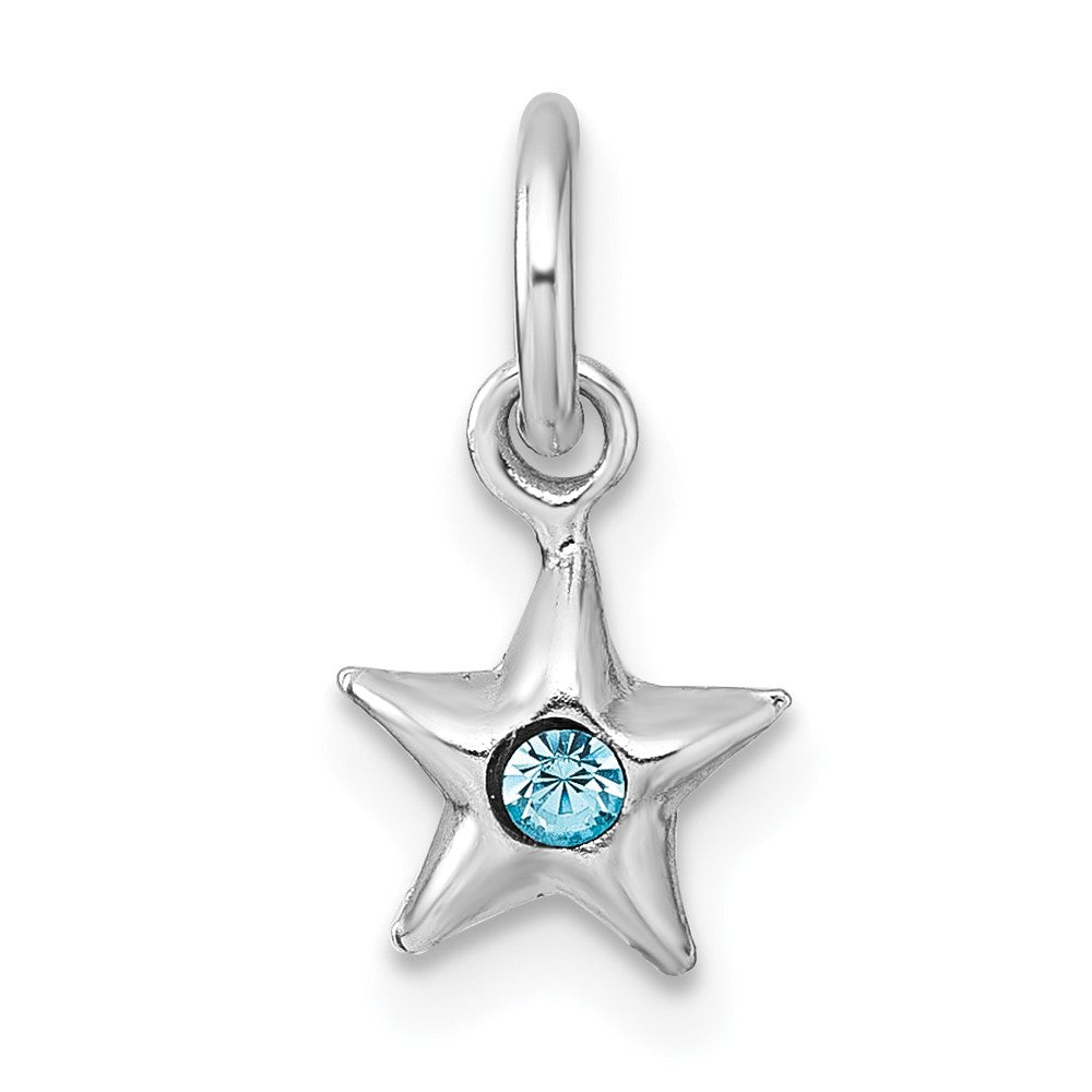 Sterling Silver Madi K RH-plated Blue Crystal Star Children's Pendant