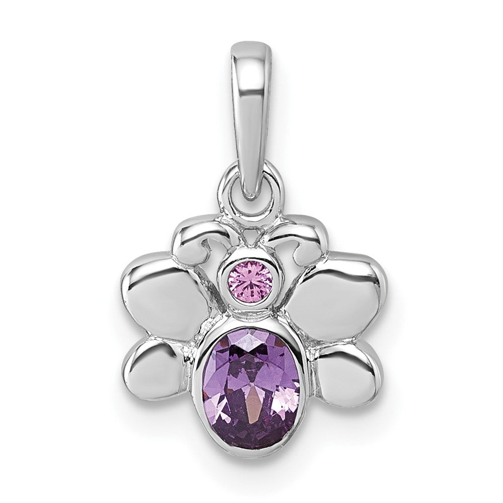 Sterling Silver Rhodium-plated Children's CZ Butterfly Pendant