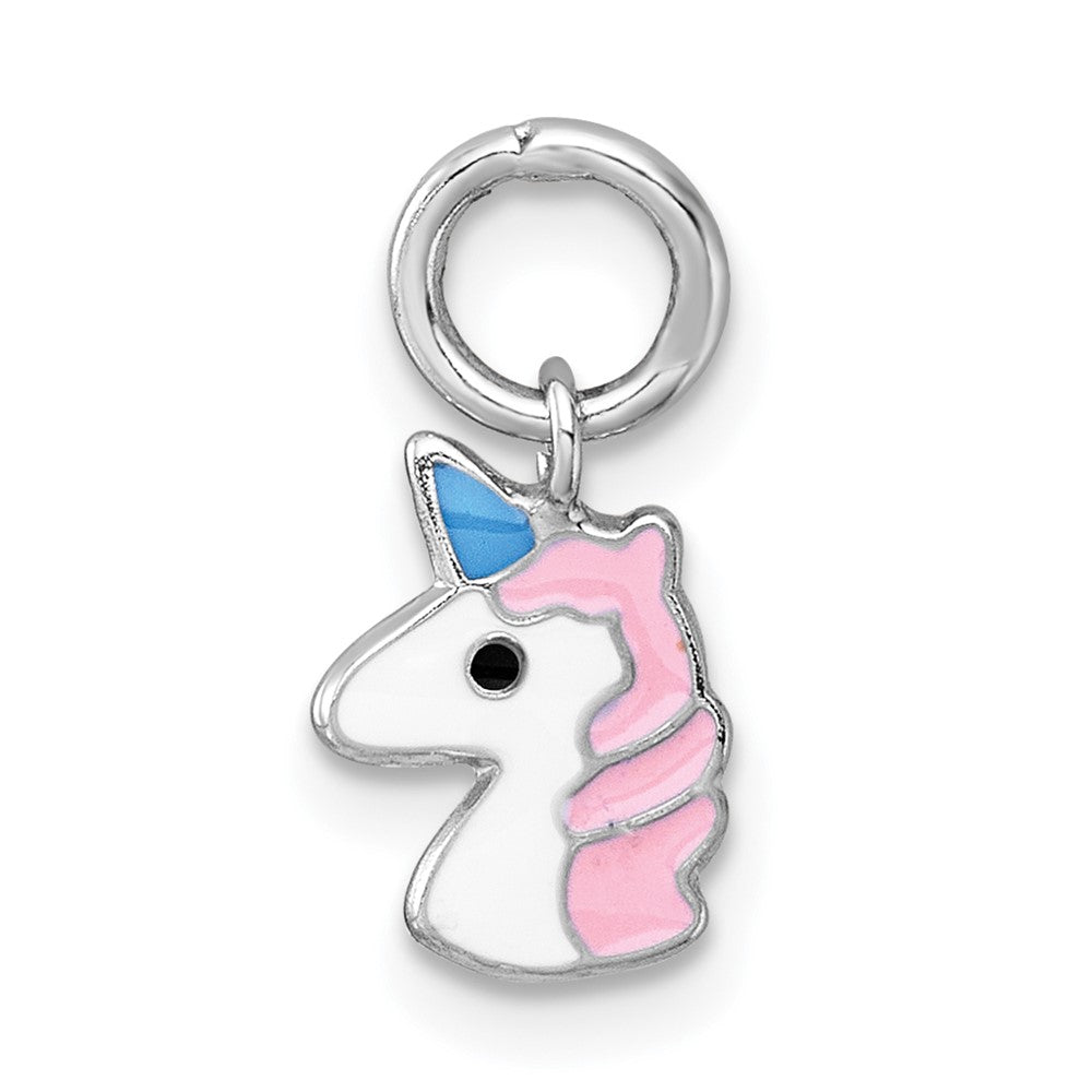 Sterling Silver Madi K RH-plated Enamel Unicorn Children's Pendant
