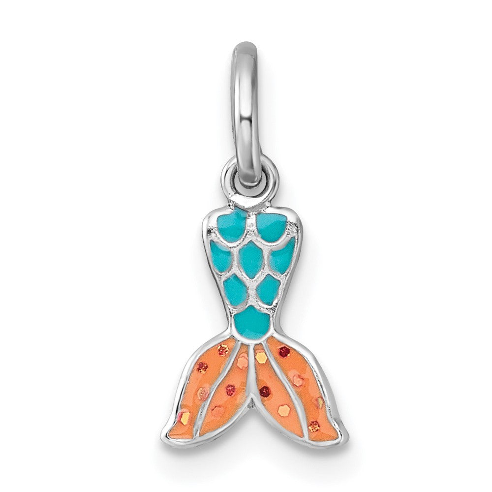 Sterling Silver Madi K RH-plated Enamel Mermaid Tail Children's Pendant